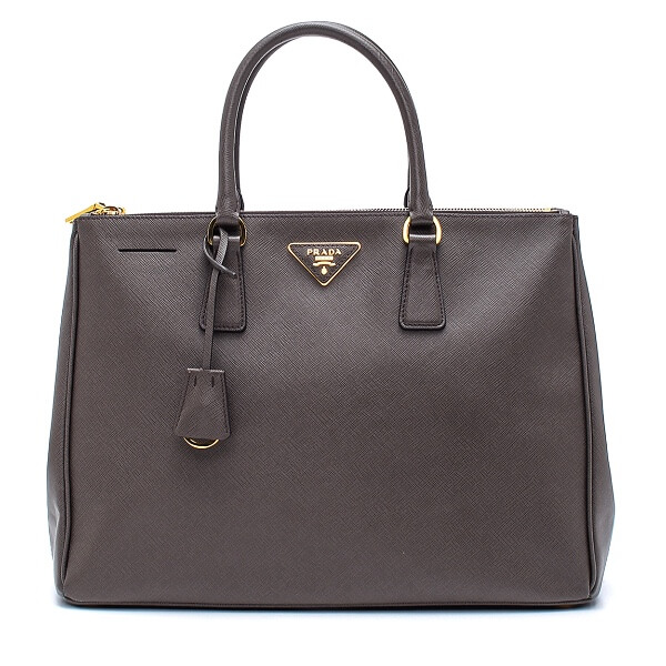 Prada - Dark Grey Saffiano Leather Medium Double Zip Tote Bag